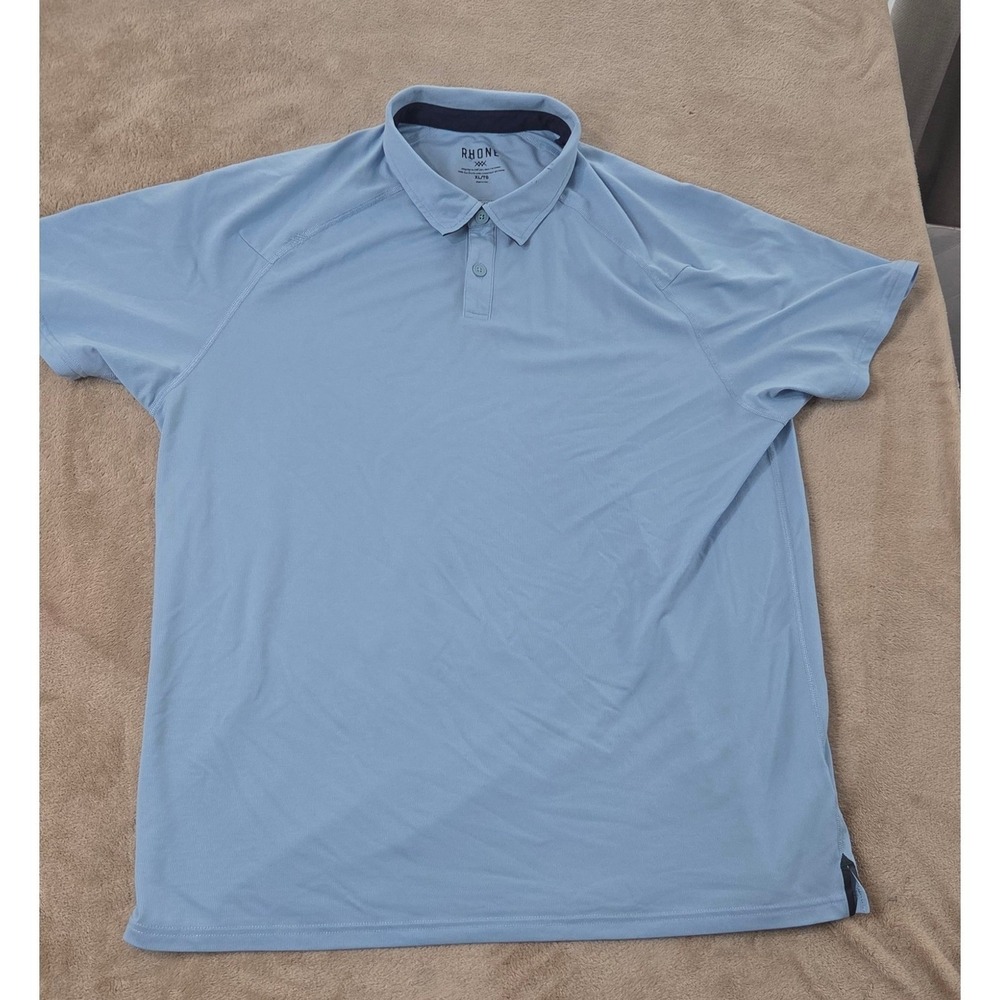 Rhone Polo Shirt Men's‎ Size XL Light Blue Stretch Golf Casual Short Sleeve